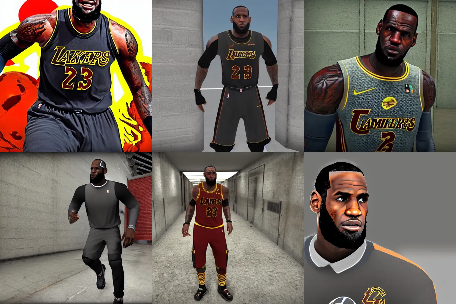 Prompt: lebron James in the HEV suit, half life 2