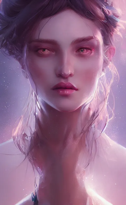 Image similar to Portrait of a beautiful magic woman, character design, fantasy, intricate, cinematic lighting, highly detailed, digital painting, artstation, concept art, smooth, sharp focus, illustration, art by WLOP and Ross Tran