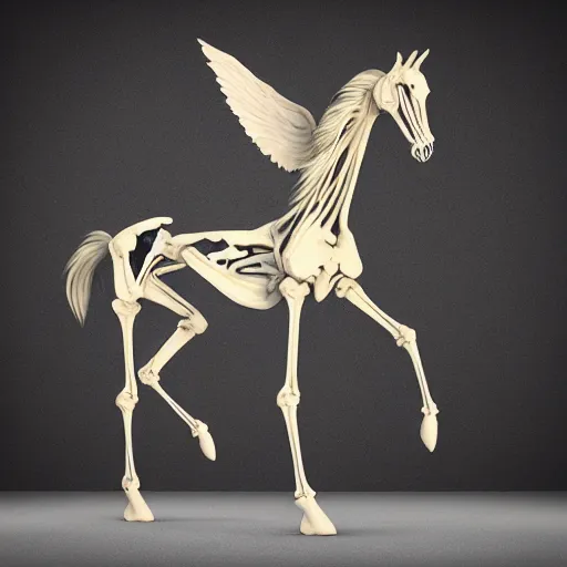 Prompt: skeleton horse with wings, realistic