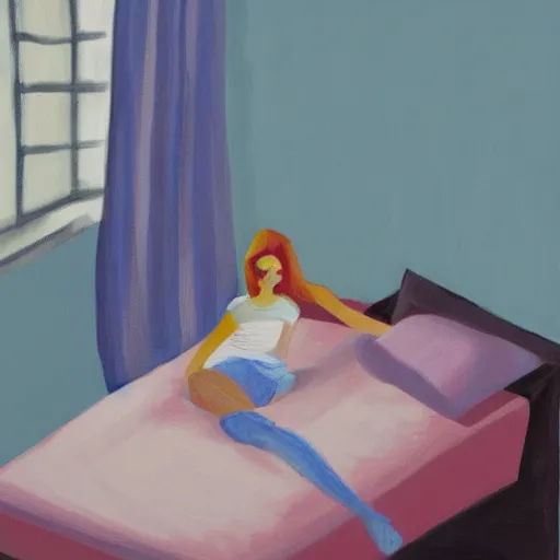 Image similar to painting about feeling alone in bed