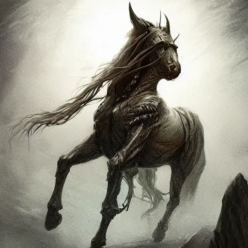 Image similar to concept art by artgerm, pestilence of the four horsemen of the apocalypse, soft green natural light, intricate, hooded death riding a horse, highly detailed dark art, digital painting, artstation, concept art, smooth, sharp focus, illustration, art by greg rutkowski and luis rollo and uang guangjian and gil elvgren, symmetry!