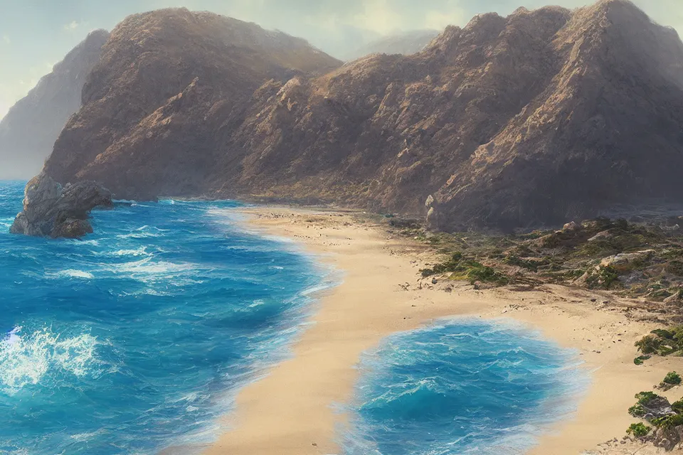 Image similar to highly detailed painting of kreta, ocean view, sunny, by greg rutkowski, by raphael lacoste, 4 k resolution, trending on artstation