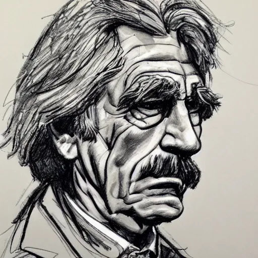 Prompt: a realistic yet scraggly portrait sketch of the side profile of a stern and sophisticated sam elliott, trending on artstation, intricate details, in the style of frank auerbach, in the style of sergio aragones, in the style of martin ansin, in the style of david aja, in the style of mattias adolfsson