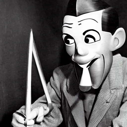 Image similar to pinocchio as a 1 9 3 0 s gangster