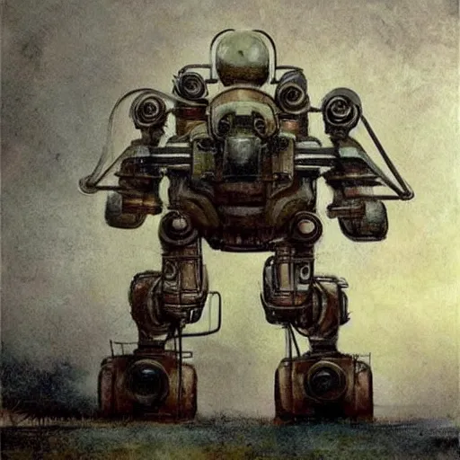 Image similar to (((((((((((giant retro human shaped robot steampunk))))))))))) . muted colors. by Jean-Baptiste Monge !!!!!!!!!!!!!!!!!!!!!!!!!!!!!!!!!!!!!!!!