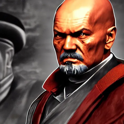 Image similar to lenin in mortal kombat mk 1 1 video game splash screen concept art very very detailed