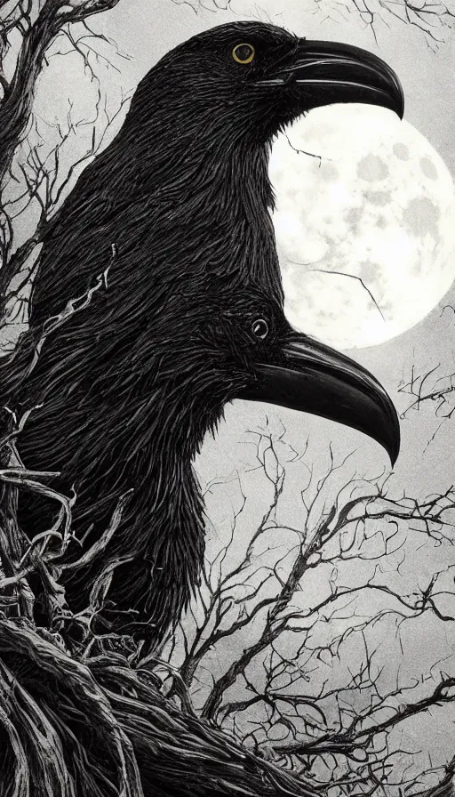 Crow Raven Scratchboard Art Original 