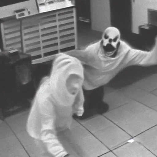 Image similar to cctv footage of a ghost attacking a person