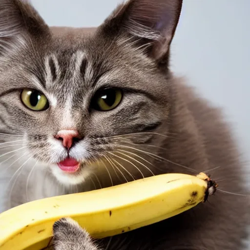 Image similar to cat eating banana