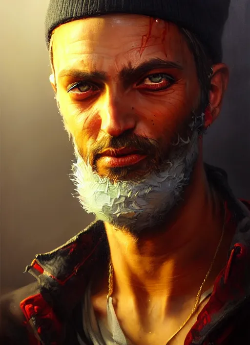 Image similar to a _ fantasy _ style _ portrait _ painting _ of street tramp oil _ painting _ unreal _ 5 _ daz. _ rpg _ portrait _ extremely _ detailed _ artgerm _ greg _ rutkowski _ greg