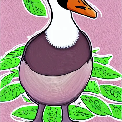 Image similar to cute goose, full body, digital paint, sticker