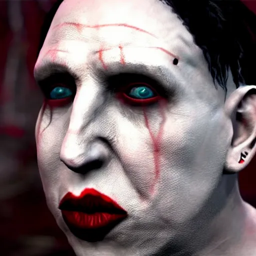 Prompt: marilyn manson in the God of War game