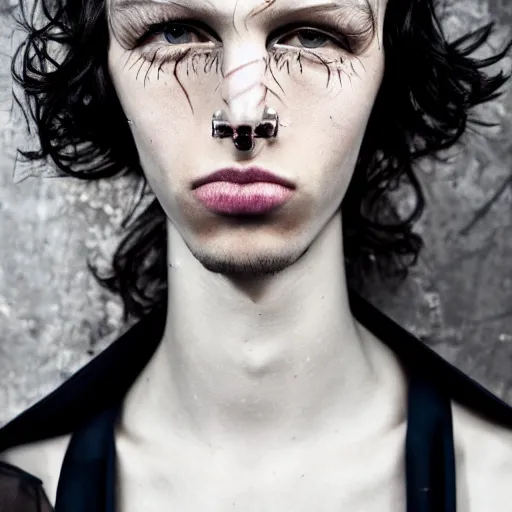 Image similar to a very beautiful genderless person, fashion photography, amazing details