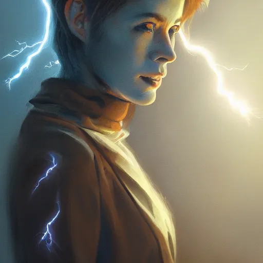 Image similar to a fearless leader of collaborative intelligence movement, by miles johnston, portrait, volumetric lightning, ambient light, trending on artstation, award winning, concept art