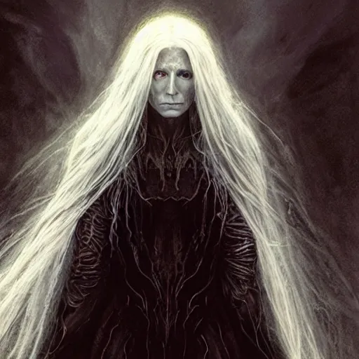 Image similar to head and shoulders portrait of a spectral, ghostly, shadowy wraith portrayed by gwynneth paltrow, d & d, fantasy, luis royo, magali villeneuve, donato giancola, wlop, krenz cushart