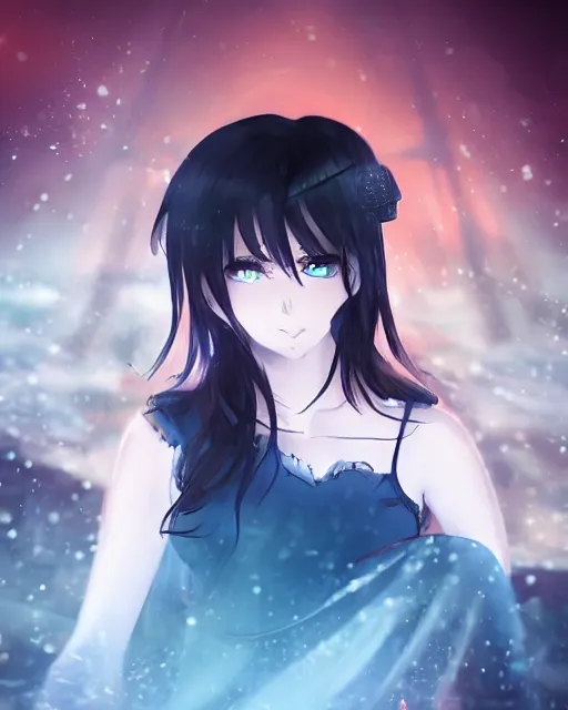 Prompt: a teenage girl on a haunted ship, full shot, very anime, digital art, captures emotion and movement, ambient lighting, perfect composition, dynamic lighting, detailed face, very extremely detailed blue eyes, smooth shading