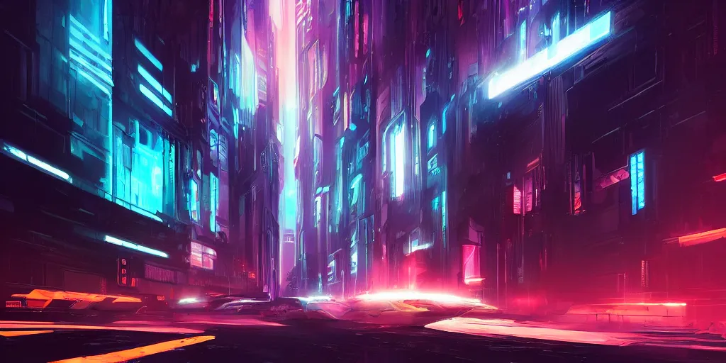 Prompt: warp speed concept art blade runner 2049 tron neon night alleyway cityscape artstation digital art 8k