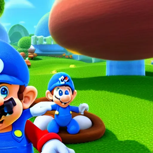 Prompt: smurfs in super mario 3 d world 4 k very high quality