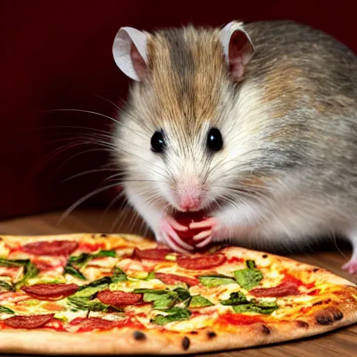 Image similar to hamster eating a pizza