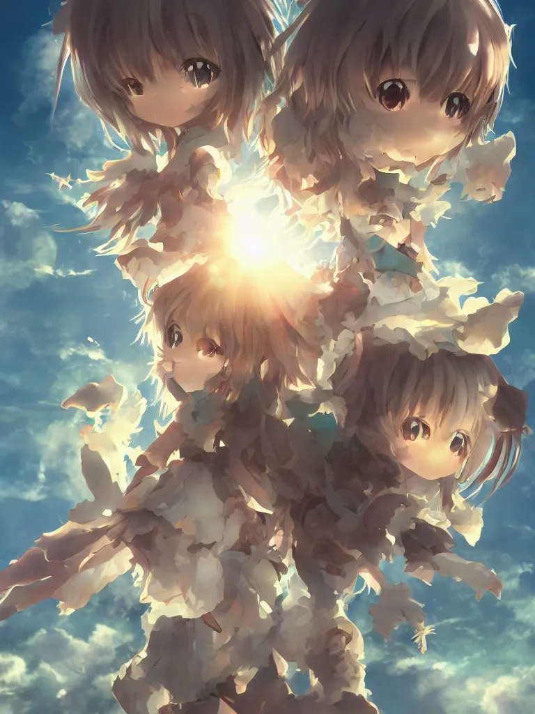 Prompt: a new dawn for humanity, cgi, cute, chibi, anime, 3d art, digital art