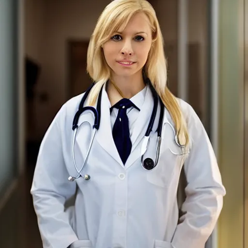 Image similar to a blonde female doctor