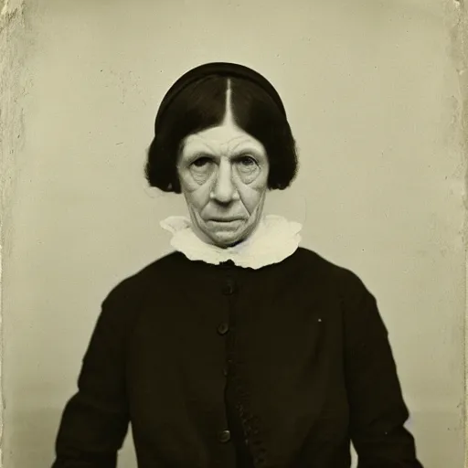 Image similar to photo portrait of a old female medical doctor photo by Diane Arbus and Louis Daguerre