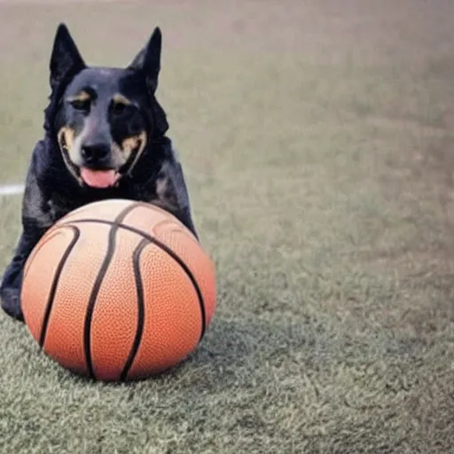 Image similar to there's no rule that says a dog can't play basketball