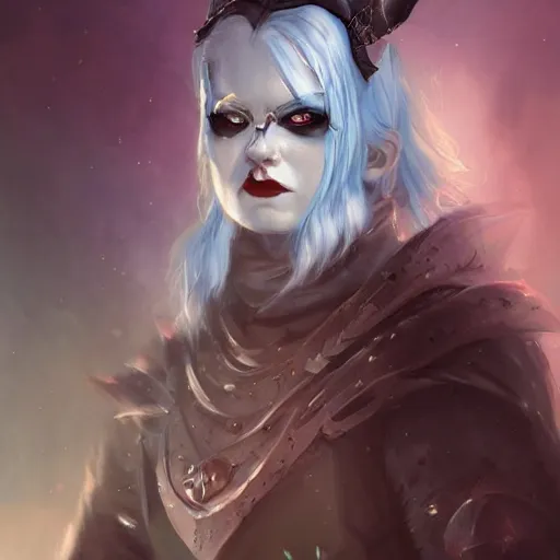 Image similar to grumpy goth ice mage, makeup, sharp focus, dnd character art portrait, epic composition, matte fantasy painting, deviantart artstation, by jason felix by steve argyle by tyler jacobson by peter mohrbacher, cinema, masterpiece