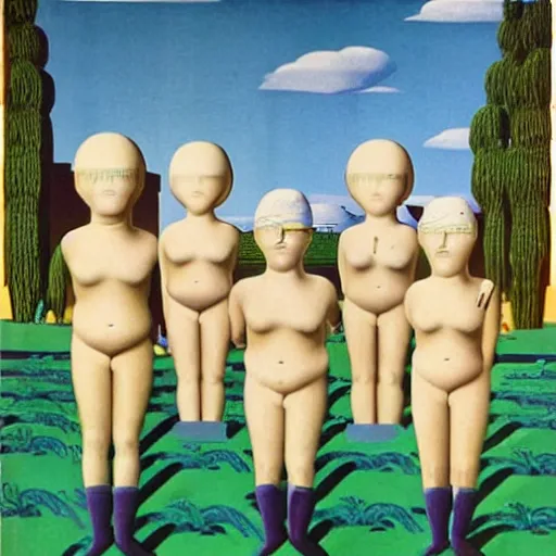 Image similar to Emoji as ancient Mesopotamian gods by Rene Magritte