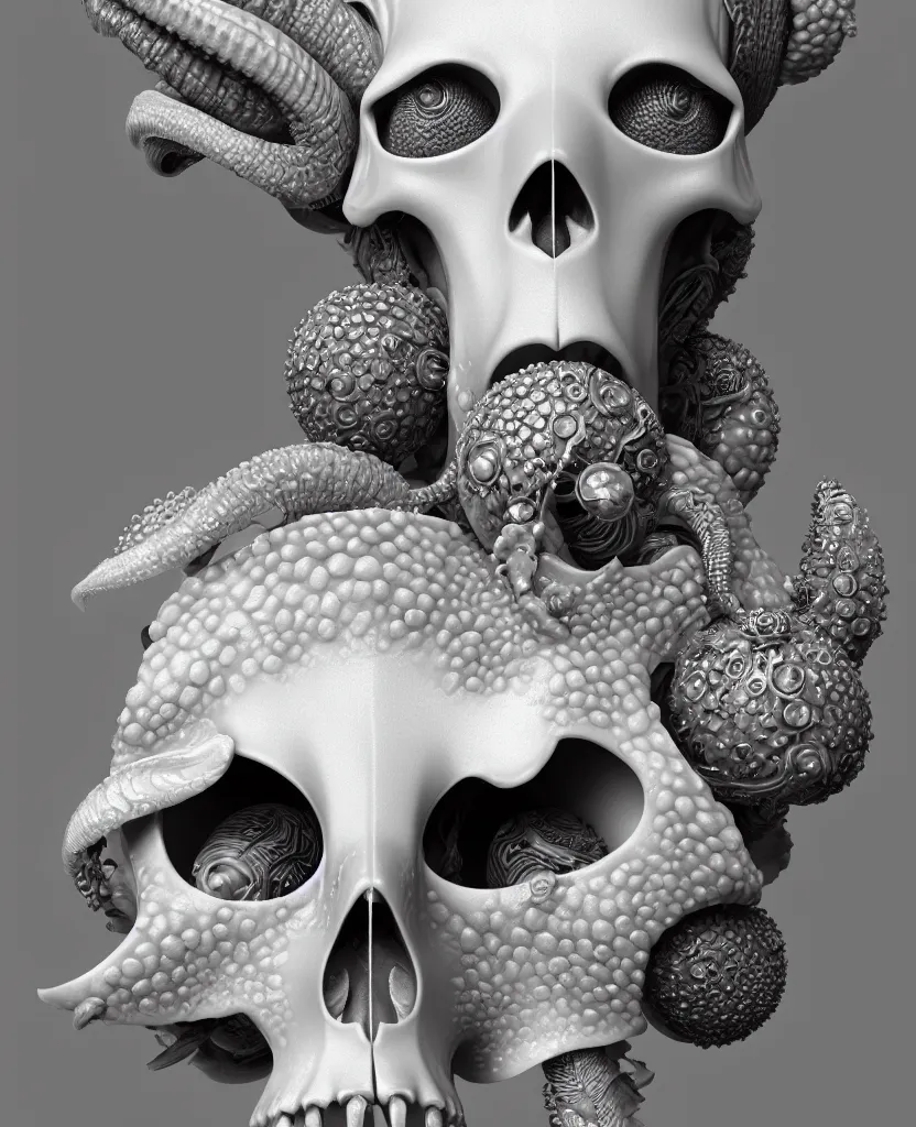 Prompt: goddess princess face close-up portrait ram skull. hard surface modelling zbrush and octane render. jellyfish phoenix head, nautilus, orchid, skull, betta fish, bioluminiscent creatures, intricate artwork by Tooth Wu and wlop and beeple. octane render, trending on artstation, greg rutkowski very coherent symmetrical artwork. cinematic, hyper realism, high detail, octane render, 8k