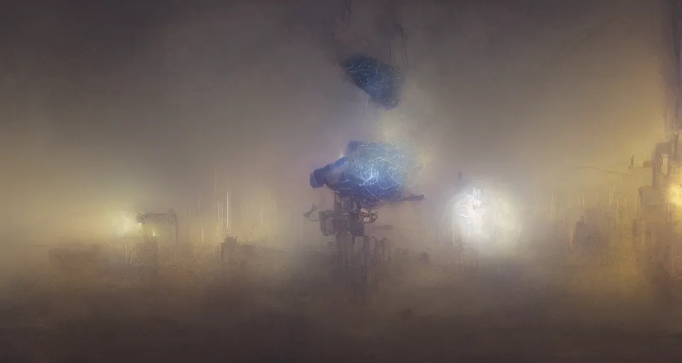 Image similar to Mech robot industrial complex. By Joseph Mallord William Turner, fractal flame, highly detailded