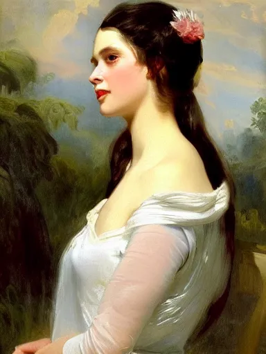 Prompt: portrait of abbey lee by franz xaver winterhalter