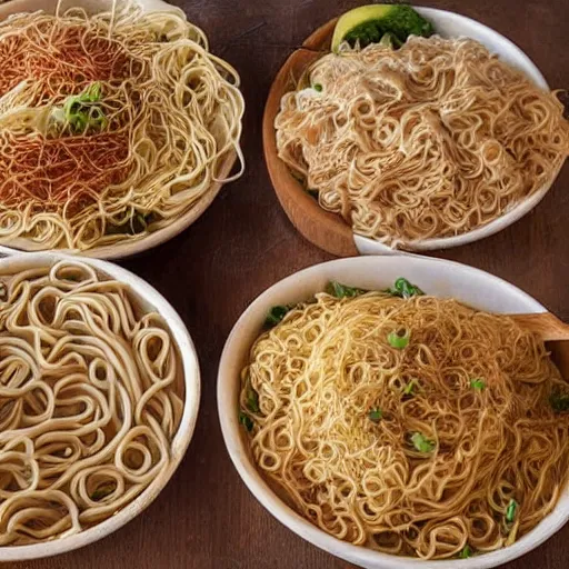 Prompt: Noodles made out of wood