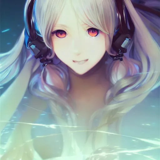 Image similar to clear portrait of anime girl violet evergarden cosplay hatsune miku, black background, light effect, anime style hyper detailed, illustration, bloody, intricate, elegant, digital painting, artstation, smooth, sharp focus, art by artgerm and greg rutkowski and alphonse mucha.