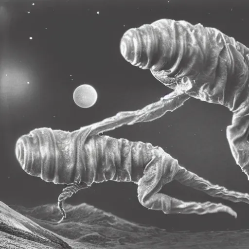 Image similar to a tardigrade accelerating to the speed of light. cosmic.. body horror. by gerald grom and ansel adams.