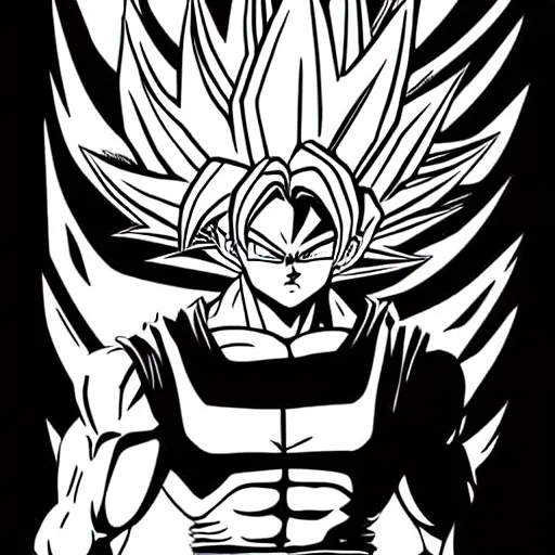Prompt: Super Saiyan Goku drawn in the style of Yusuke Murata. n-4