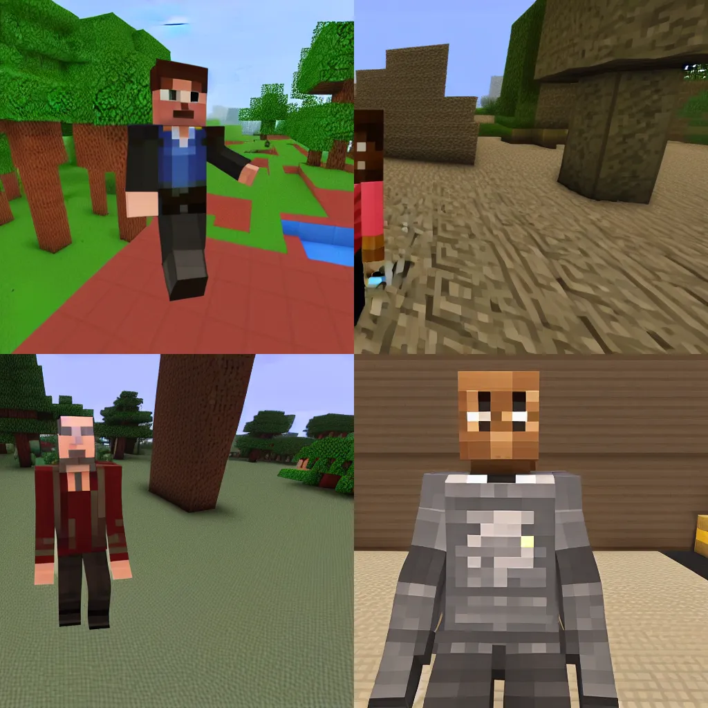 Prompt: screenshot of Bob Odenkirk in Minecraft modded
