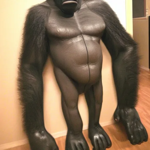 Prompt: Took this pic of a gorilla in my room #wow #gorilla