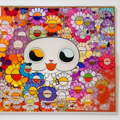 Image similar to by takashi murakami paper embossing, field of view forbidding. a collage of a young woman holding an orange