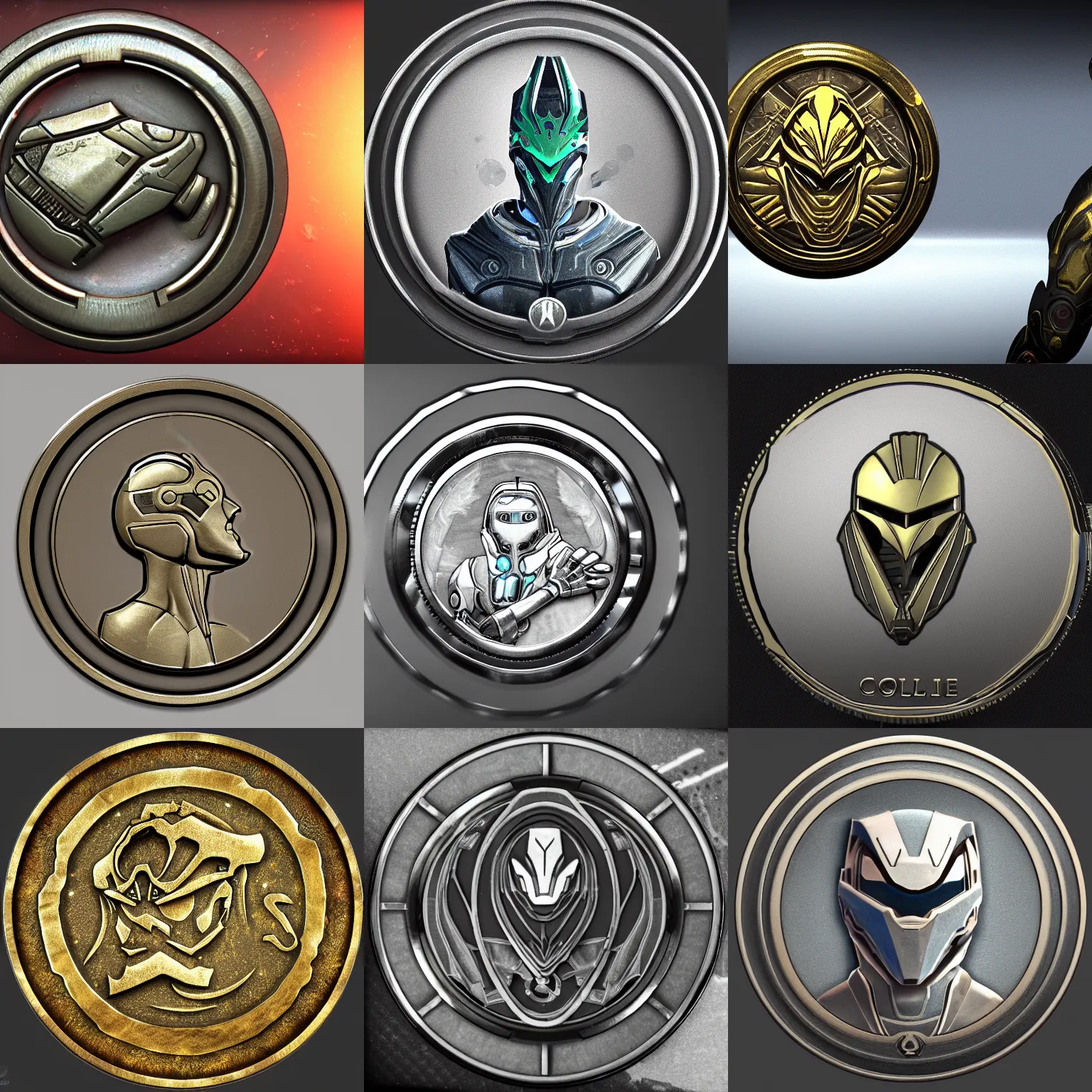 Prompt: a coin in the style of the Corpus Collective from Warframe, ultra realistic, highly detailed, 4k quality photo