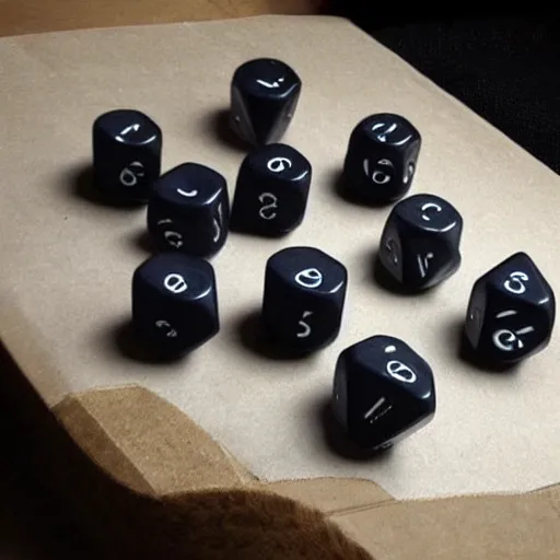 Image similar to D20 dice made out of charcoal sitting in fire