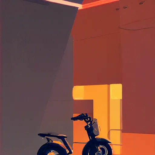 Image similar to 🌈 abstract motorcycle engine droid by atey ghailan and edward hopper