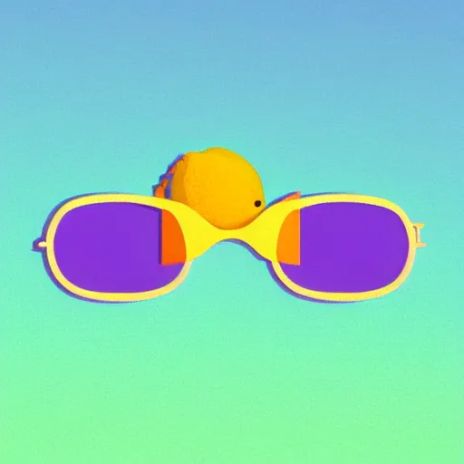 Prompt: lemon with sunglasses, low polygon, colourful, vaporwave