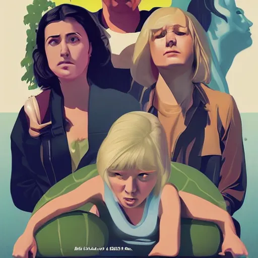 Prompt: attack of the killer melons, poster movie, by phil noto
