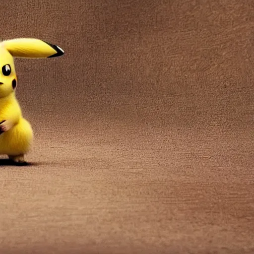 Prompt: a film still of baby pikachu in the mandalorian