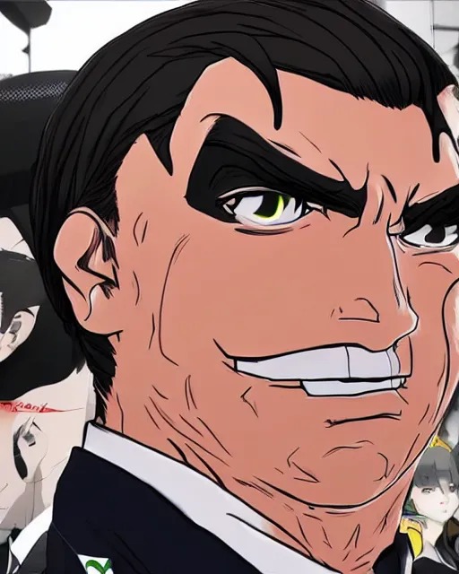 Image similar to Jair Bolsonaro portrait in Persona 5, Persona 5 style, anime