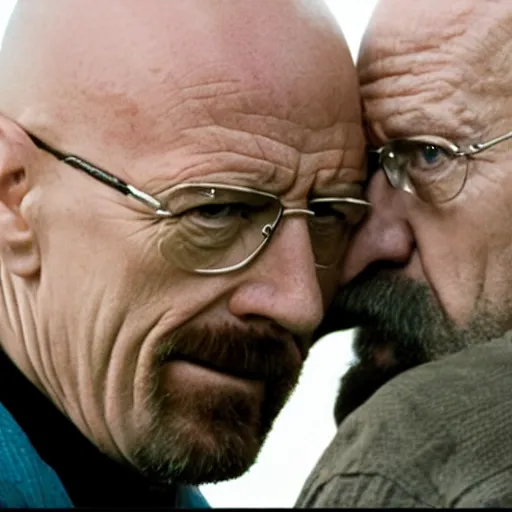 Image similar to Walter White and Mike Ehrmantraut kissing