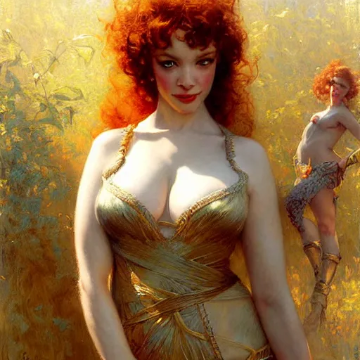 Prompt: christina hendricks. highly detailed painting by gaston bussiere, craig mullins, j. c. leyendecker