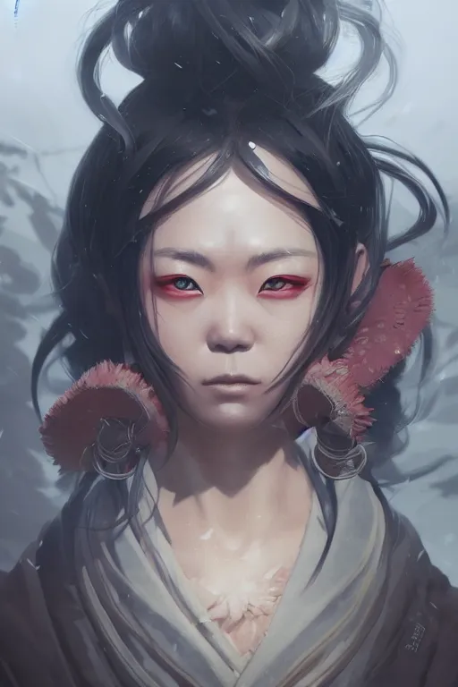 Prompt: highly detailed portrait of shinobu kocho from demon slayer, fantasy illustration, by greg rutkowski, photorealistic, unreal engine, detailed and intricate environment, trending on pixiv, twitter