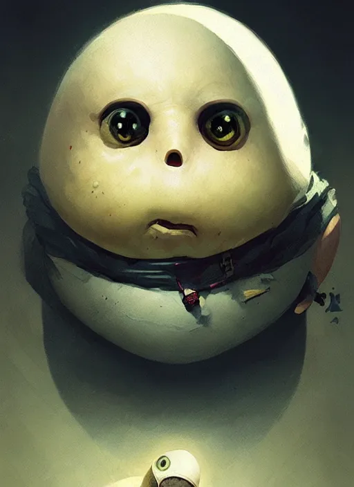 Image similar to portrait of little nightmares humpty dumpty by greg rutkowski